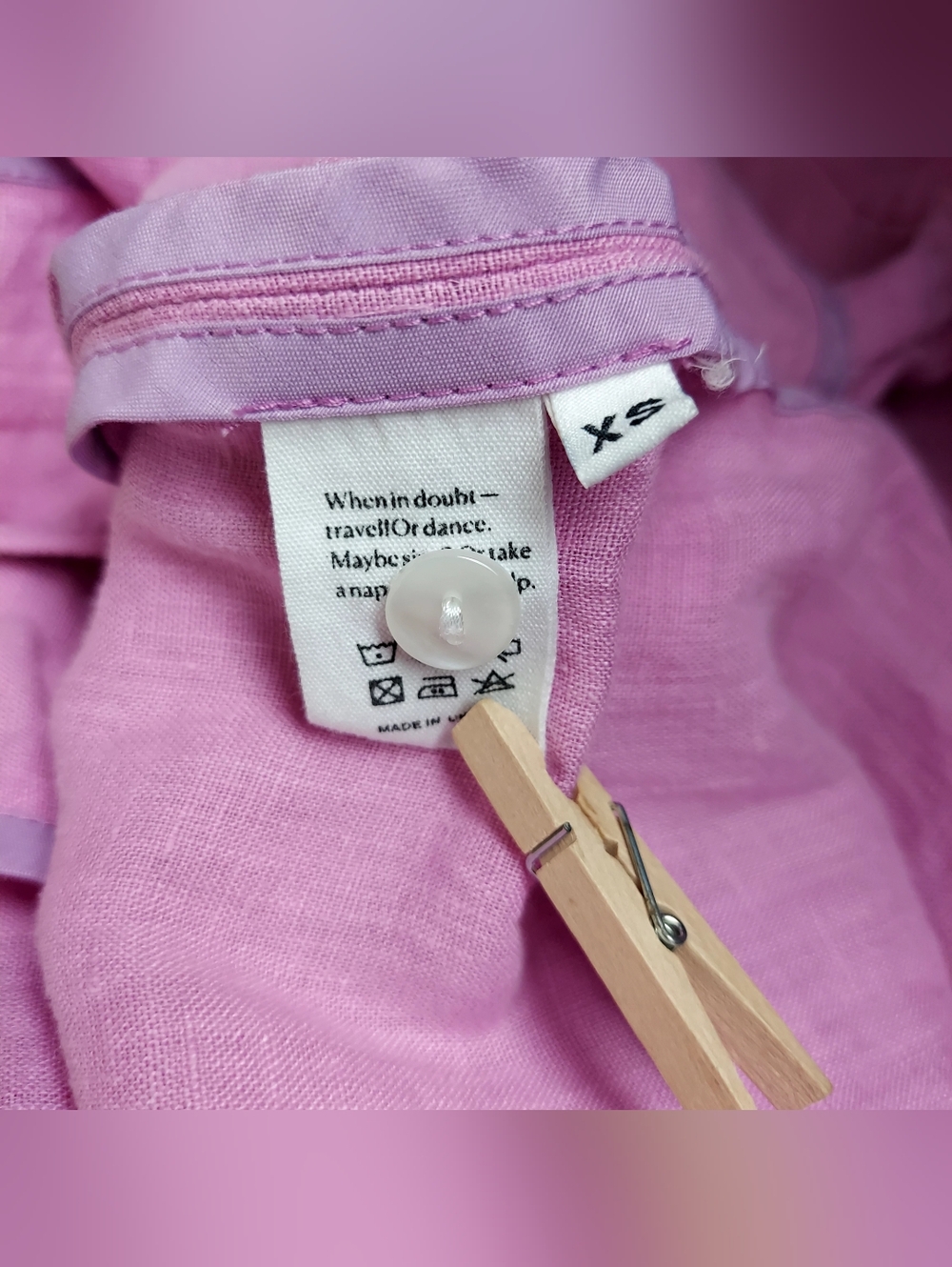 Sleeper Linen Lounge Suit Button Front Shirt & Shorts Pajama Set XS Lavender - Picture 14 of 16